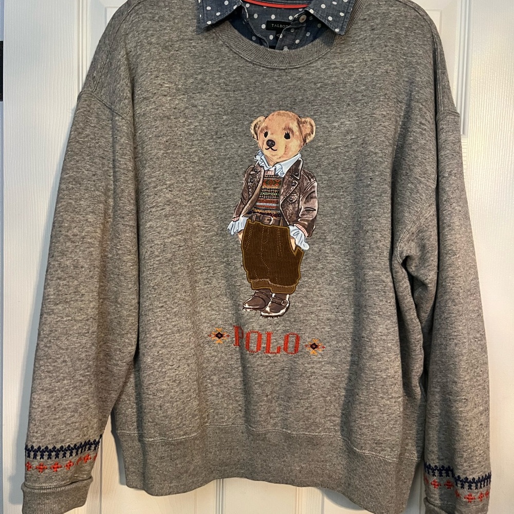 Ralph Lauren Gray Sweatshirt with Polo Bear Design